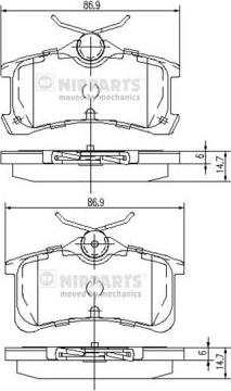 Nipparts J3612026 - Brake Pad Set, disc brake autospares.lv