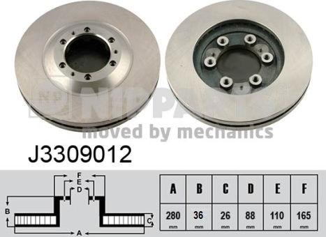 Nipparts J3309012 - Brake Disc autospares.lv