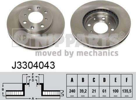 Nipparts J3304043 - Brake Disc autospares.lv