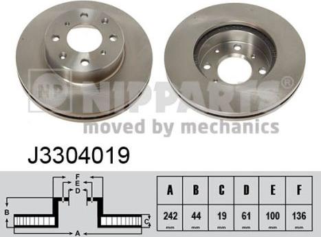 Nipparts J3304019 - Brake Disc autospares.lv