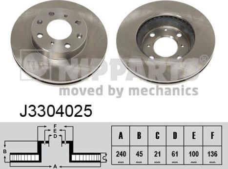 Nipparts J3304025 - Brake Disc autospares.lv