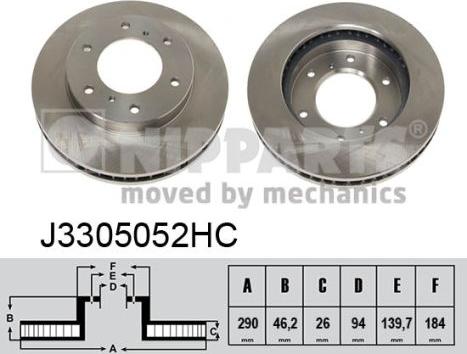 Nipparts J3305052HC - Brake Disc autospares.lv