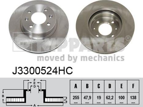 Nipparts J3300524HC - Brake Disc autospares.lv