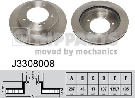 Nipparts J3308008 - Brake Disc autospares.lv