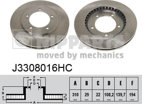 Nipparts J3308016HC - Brake Disc autospares.lv