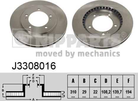 Nipparts J3308016 - Brake Disc autospares.lv