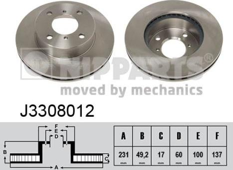 Nipparts J3308012 - Brake Disc autospares.lv