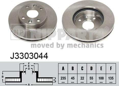 Nipparts J3303044 - Brake Disc autospares.lv