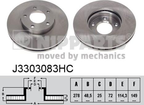 Nipparts J3303083HC - Brake Disc autospares.lv