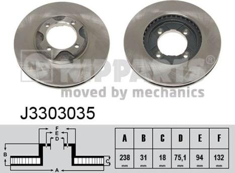 Nipparts J3303035 - Brake Disc autospares.lv