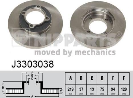 Nipparts J3303038 - Brake Disc autospares.lv