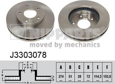 Nipparts J3303078 - Brake Disc autospares.lv