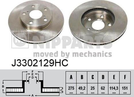 Nipparts J3302129HC - Brake Disc autospares.lv