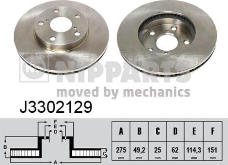 Nipparts J3302129 - Brake Disc autospares.lv