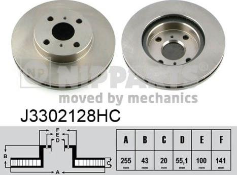 Nipparts J3302128HC - Brake Disc autospares.lv