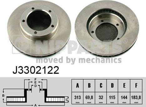 Nipparts J3302122 - Brake Disc autospares.lv