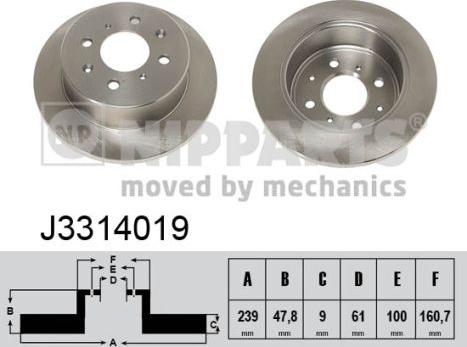 Nipparts J3314019 - Brake Disc autospares.lv