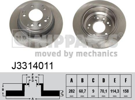 Nipparts J3314011 - Brake Disc autospares.lv