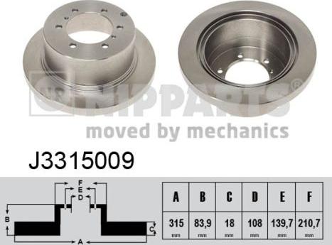 Nipparts J3315009 - Brake Disc autospares.lv