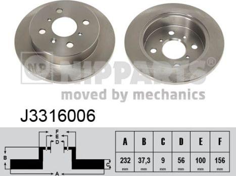 Nipparts J3316006 - Brake Disc autospares.lv