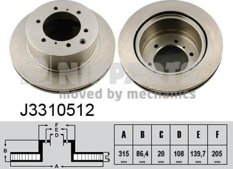 Nipparts J3310512 - Brake Disc autospares.lv