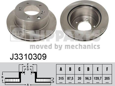 Nipparts J3310309 - Brake Disc autospares.lv