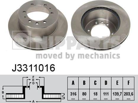 Nipparts J3311016 - Brake Disc autospares.lv