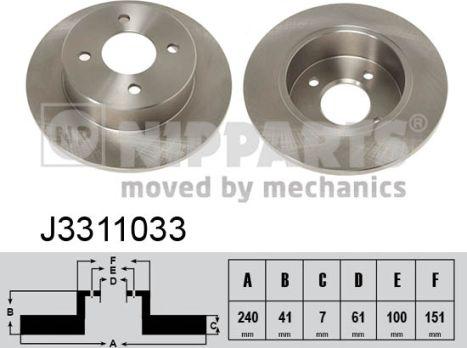 Nipparts J3311033 - Brake Disc autospares.lv