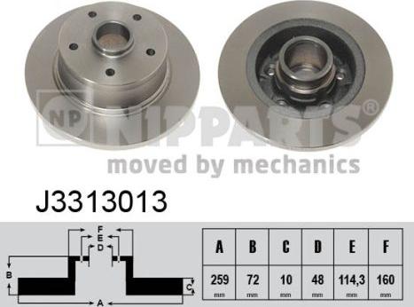 Nipparts J3313013 - Brake Disc autospares.lv