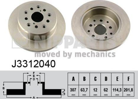 Nipparts J3312040 - Brake Disc autospares.lv