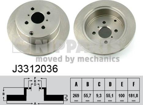 Nipparts J3312036 - Brake Disc autospares.lv