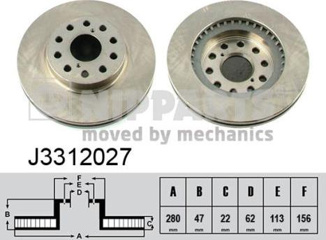 Nipparts J3312027 - Brake Disc autospares.lv