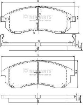 Nipparts N3605052 - Brake Pad Set, disc brake autospares.lv