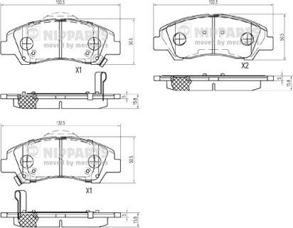 Nipparts N3600555 - Brake Pad Set, disc brake autospares.lv