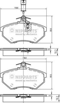 Nipparts N3600800 - Brake Pad Set, disc brake autospares.lv