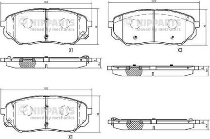 Nipparts N3600335 - Brake Pad Set, disc brake autospares.lv