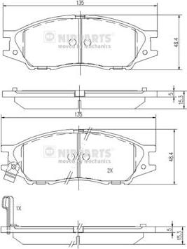 Nipparts N3601097 - Brake Pad Set, disc brake autospares.lv