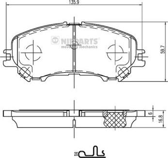 Nipparts N3601111 - Brake Pad Set, disc brake autospares.lv