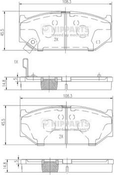 Nipparts N3608031 - Brake Pad Set, disc brake autospares.lv