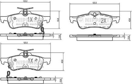 Nipparts N3614022 - Brake Pad Set, disc brake autospares.lv