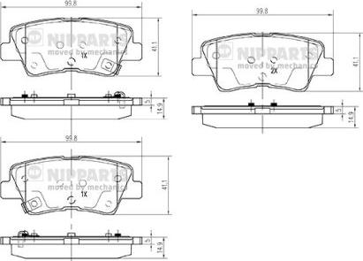 Nipparts N3610314 - Brake Pad Set, disc brake autospares.lv