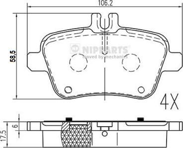 Nipparts N3611063 - Brake Pad Set, disc brake autospares.lv