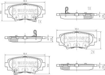 Nipparts N3613027 - Brake Pad Set, disc brake autospares.lv