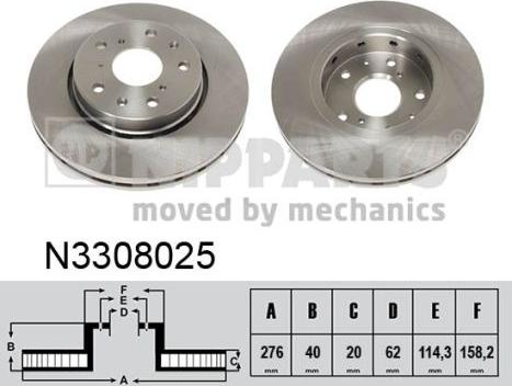 Nipparts N3308025 - Brake Disc autospares.lv