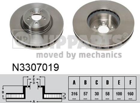 Nipparts N3307019 - Brake Disc autospares.lv