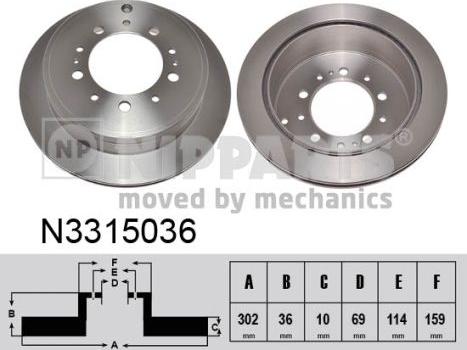 Nipparts N3315036 - Brake Disc autospares.lv