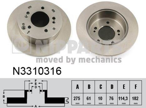 Nipparts N3310316 - Brake Disc autospares.lv