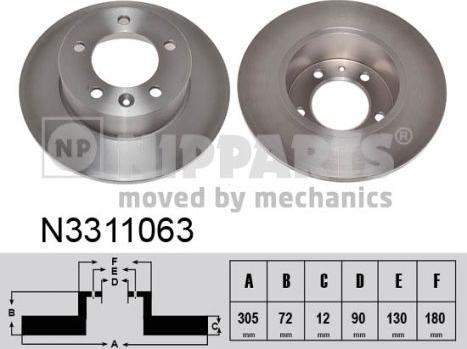 Nipparts N3311063 - Brake Disc autospares.lv