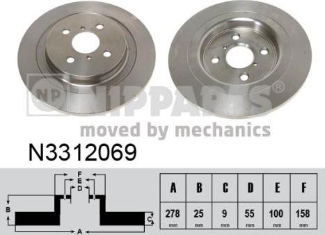 Nipparts N3312069 - Brake Disc autospares.lv