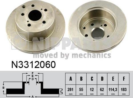 Nipparts N3312060 - Brake Disc autospares.lv